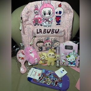 Pink Kids Backpack with Fun Accessories